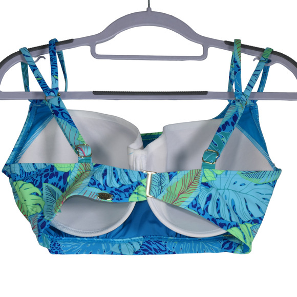 NEW Sunsets Bikini Womens Size 32G Taylor Bralette Wild Palms Blue Underwire NWT - Picture 4 of 8